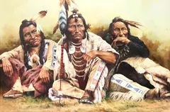 Untitled (Three Figures) by Troy Denton, oil on canvas, sold Jul 2024
