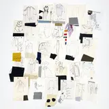 30 Fashion Illustrations by Geoffrey Beene, c. 1985, marker, ink, and graphite on paper, sold Jul 2024