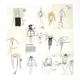 Fashion Illustrations, Group of 14 by Geoffrey Beene, 1995-2001, marker and colored pencil on paper, sold Jul 2024