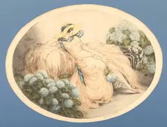 Blue Hydrangea by Louis Icart, 1929, etching, sold Jul 2024