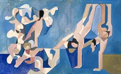 Untitled (Bathers) by Leonard Alberts, 1978, oil on canvas, sold Jul 2024