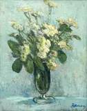 Untitled (White Chrysanthemums) by Albert Bela Bauer, oil on canvas, sold Sep 2024