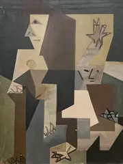 Untitled (Cubist Double Portrait) by Leonard Alberts, oil on canvas, sold Sep 2024