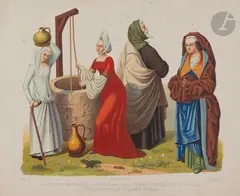 Marchand juif ; Juive mariée ; Jeune fille juive d’Alger by François-Claudius Compte-Calix, Lithographie en couleurs, sold Dec 2021