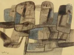 Composition n° 2146 by Maurice Estève, 1983, Fusain et crayon, sold Dec 2021