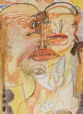 Visages by Michel Macréau, vers 1965, Gouache, sold Dec 2021