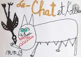 Le Chat et l'oiseau by Michel Macréau, 1969, Gouache, sold Dec 2021