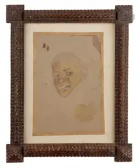 Étude de femme berbère au voile mauve by Nasreddine Dinet, Aquarelle sur traits de crayon et rehauts de gouache, sold Nov 2021