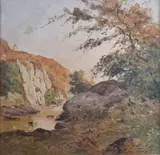 Le Saut du Loup - Hérisson Allier by Louis Alexandre Cabié, Aquarelle, sold Jul 2021