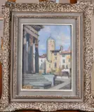 Place du Temple d'Auguste et Livie à Vienne by Jean Galland, Pastel et gouache sur carton, sold Jul 2021