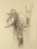 L'oiseau Zombie by Wifredo Lam, 1970, Pastel gras, sold Jun 2016