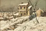 Ménilmontant sous la neige by Robert L. P. Lavoine, Gouache, sold Jun 2016