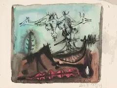 Composition by Wifredo Lam, 1949, Aquarelle, plume et encre de Chine sur papier, sold Nov 2017