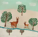 A Herd of Deer by Everett Lewis, oil on board, sold Jun 2016