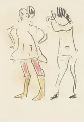 Figurenskizze by Erich Heckel, Um 1910, Bleistift und Buntstift auf Papier, sold Jan 2026