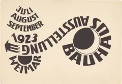 Bauhaus Ausstellung Weimar 1923 Juli August September by Ludwig Hirschfeld-Mack, 1923, Lithografie auf leichtem Karton (Postkarte), sold Jan 2026