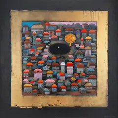 Moje miasteczko, 2019 by Grażyna Kilanowicz-Barecka, 2019, akryl, płótno, sold Oct 2026