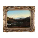 Hudson River Landscape by Johann Hermann Carmiencke, Oil on canvas (lined), sold Jan 2021