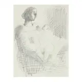 Mother & Child #5 by Milton Avery, Graphite on paper with Ceylon Bond watermark, sold Jan 2021