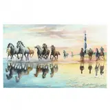 Seaside Herding Scene at Sunset by Harold Styers, Watercolor on paper, sold Jan 2021