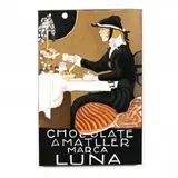 Oil Painting after Chocolate Amatller, Marca Luna by Clive Fredriksson, Oil on canvas after the original vintage advertising poster by Rafael de Penagos (Spanish, sold Jan 2021