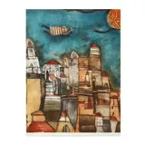 Boy Flying Over City by Graciela Rodo Boulanger, Mixed-media print with elements of etching and aquatint, sold Jan 2021
