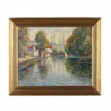 Landscape with River by Jules Guiboud, Oil on board, sold Jan 2021