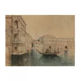 View of a Venetian Canal and Gondola by Ugo Gianni, Watercolor on paper, sold Jan 2021