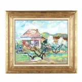 Impressionist Style Painting of A Garden Villa by Mattioni Eszter, Oil on linen, sold Dec 2020