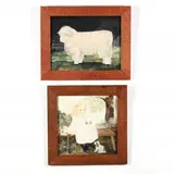 Two Folk Art Paintings by Jeanne Davies, Oil on panel, sold Dec 2020