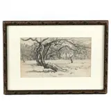Double-Sided Drawing by Henry Singlewood Bisbing, Each nicely rendered with graphite on light gray toned paper, sold Dec 2020