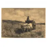 Ox Cart by Henry Singlewood Bisbing, Monotype on paper, sold Dec 2020