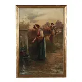 Two Young Women by a Well by John McColvin, Oil on canvas, sold Dec 2020
