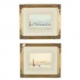 Two Maritime Watercolors by Adolphe Ragon, Watercolor on paper, sold Dec 2020