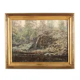 Hillside in Spring by Leonard Ochtman, Oil on canvas (lined), sold Dec 2020