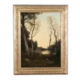 Landscape at Sunset by Henri Harpignies, Oil on canvas, sold Dec 2020