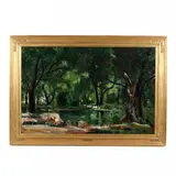 Swan Lake by Bernard Lamotte, Oil on canvas, sold Dec 2020