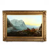 Highland Dawn, Glencoe Pass of Scotland by Andrew Melrose, Oil on canvas, sold Dec 2020