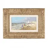 A Day at the Beach by Niek Van der Plas, Oil on panel, sold Dec 2020