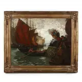 Farewell from the Quay by Augustus Koopman, Oil on canvas (lined), sold Dec 2020