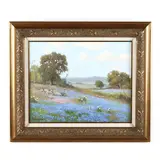 Bluebonnets in the Hills by Porforio Salinas, Oil on canvas, sold Dec 2020