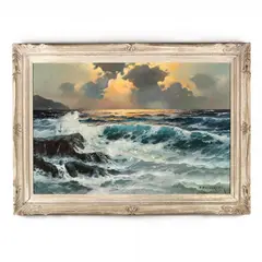 Seascape at Sunset by Alexander Dzigurski, Oil on canvas, sold Dec 2020