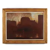Plaza Hotel, New York on a Rainy Night by Eliot Candee Clark, Oil on canvas (lined), sold Dec 2020