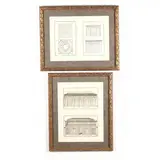 Four Antique Architectural Engravings, Presented in Two Frames by Jean-François de Neufforge, Engravings on laid paper, sold Nov 2020