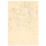 New Arrival by Alfredo Zalce, Ink on cream paper, sold Nov 2020