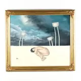Woman Dreaming Beneath Coffee Cups by Parvis Hyatt, Acrylic on panel, sold Nov 2020