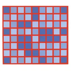 Echéc au Carré (Blue/Red) by Roger-François Thépot, Serigraph in colors, sold Nov 2020
