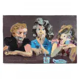 Three Figures by Clifford Satterthwaite, Oil on panel, sold Nov 2020