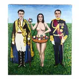 Two Men in Uniform with Flower Girl by Francisco Sainz, Oil on linen, sold Nov 2020