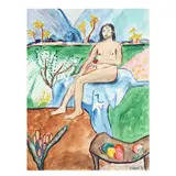 Seated Nude in a Landscape by Tony Siani, Watercolor on paper, sold Nov 2020